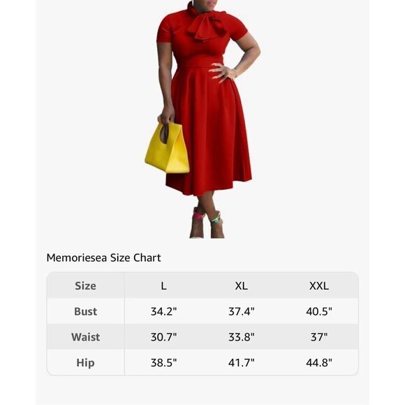 NEW Red Elegant Short Sleeve Career A-Line Dress Pockets 2X - Picture 5 of 6